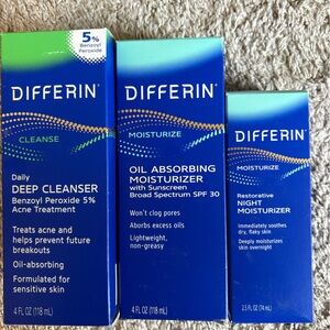 Differin Skincare Set - Cleanser & Moisturizers